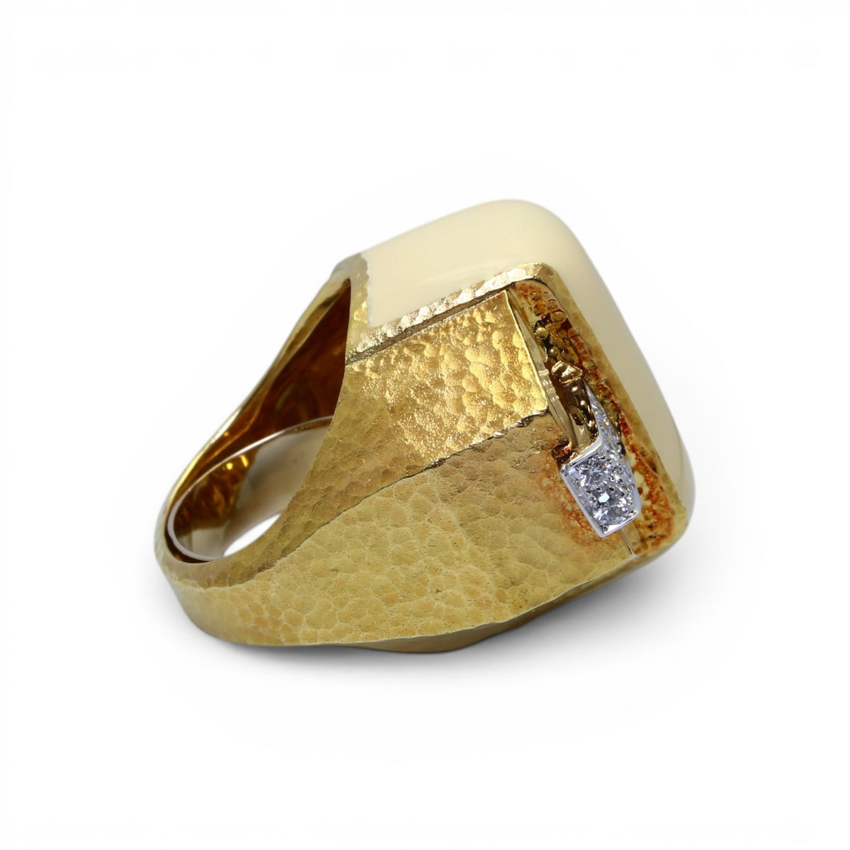 Bague Tank DAVID WEBB en or jaune, émail et diamants