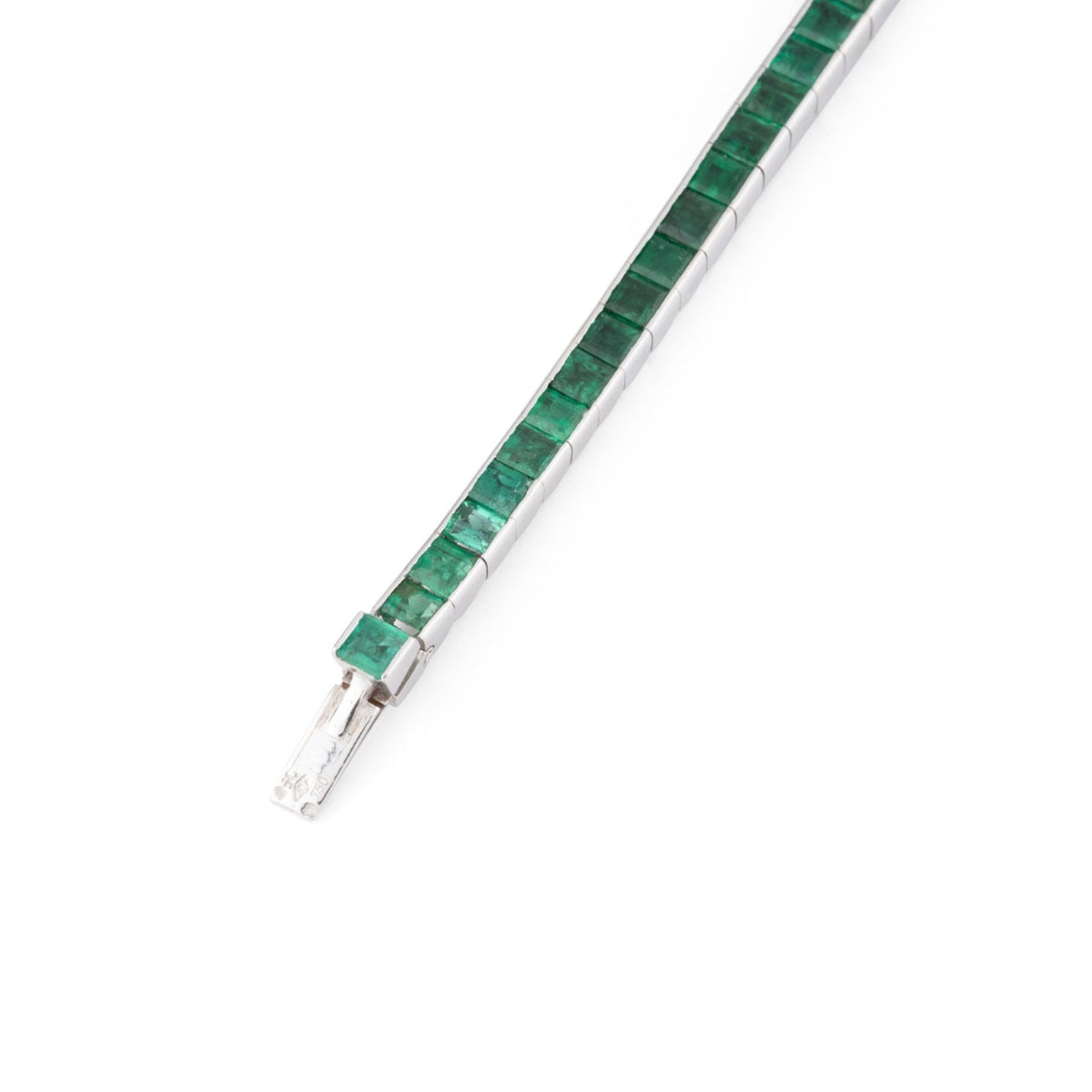 Bracelet Ligne CARTIER en or blanc et émeraudes