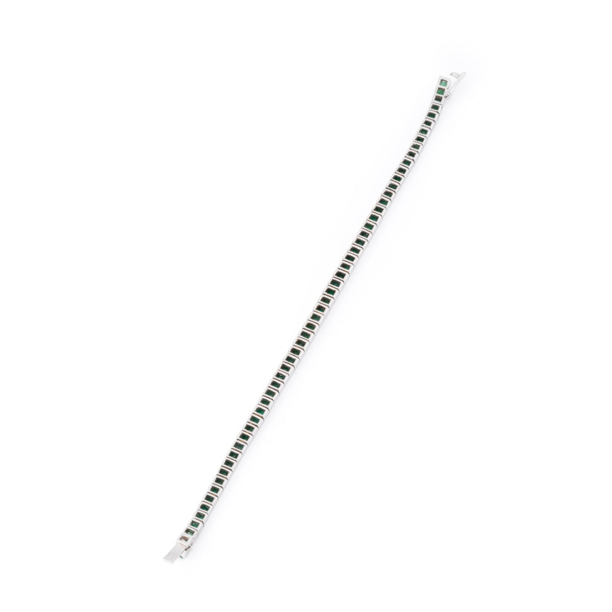 Bracelet Ligne CARTIER en or blanc et émeraudes