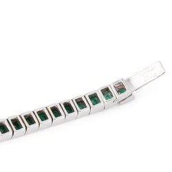 Bracelet Ligne CARTIER en or blanc et émeraudes