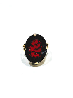 Bague Cocktail en or champagne et grenat