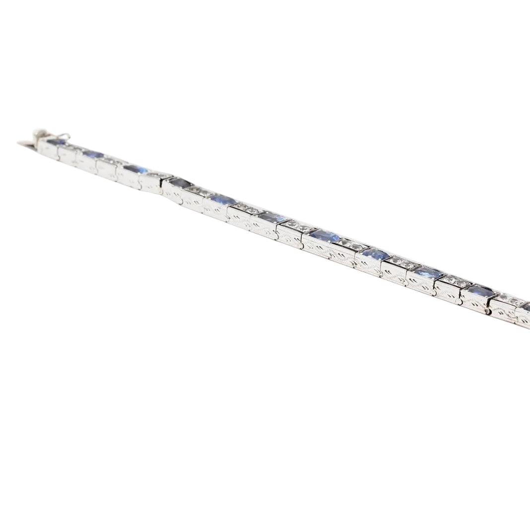 Bracelet Ligne en or jaune, argent et saphirs