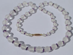 Collier Art Déco en cristal de roche et améthyste