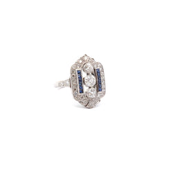 Bague art déco diamants et saphirs