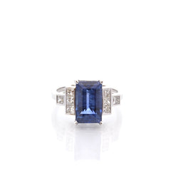 Bague saphir de 4,26cts et diamants