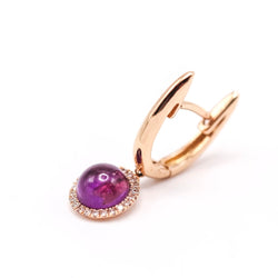 Boucles d'oreilles Pendantes en or jaune, améthystes et diamants