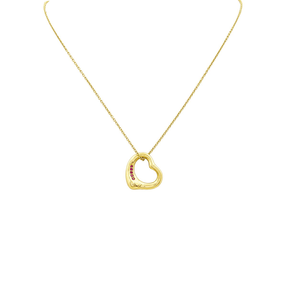 Collier Pendentif TIFFANY & CO X ELSA PERETTI "Open Heart" en or jaune et rubis