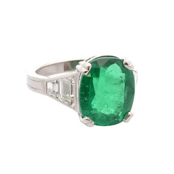 Bague émeraude de 6,57cts et diamants