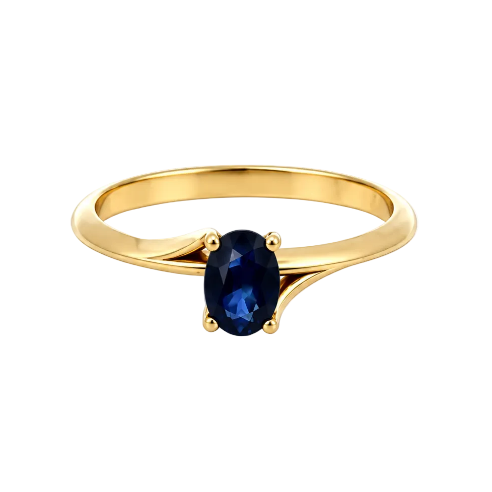Bague Solitaire en or jaune et saphir