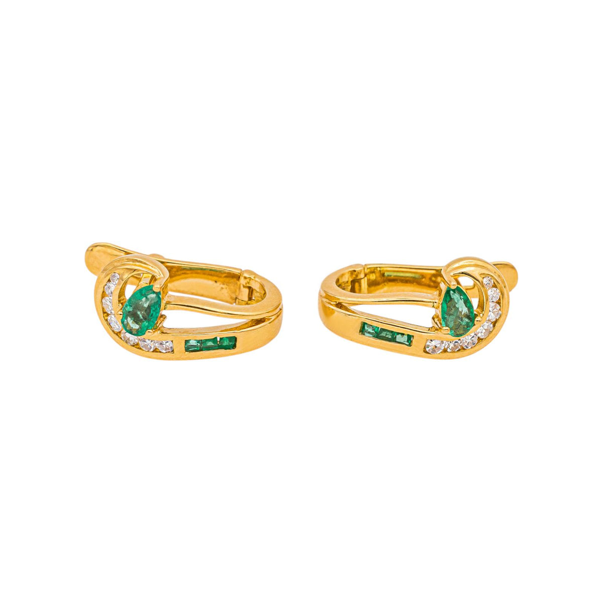 Boucles d'oreilles  Dormeuses Or jaune  Emeraude