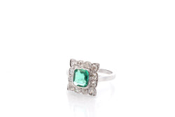 Bague vintage émeraude et diamants