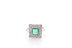 Bague vintage émeraude et diamants