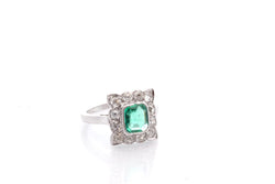 Bague vintage émeraude et diamants