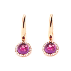 Boucles d'oreilles Pendantes en or jaune, améthystes et diamants