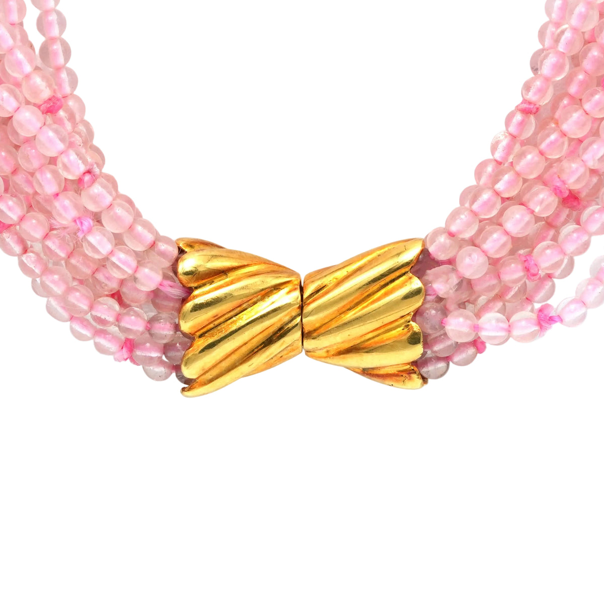Collier Perles en or jaune et quartz