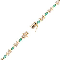 Bracelet Ligne en or jaune, émeraudes et diamants