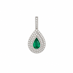 Pendentif en or blanc, émeraude et diamants