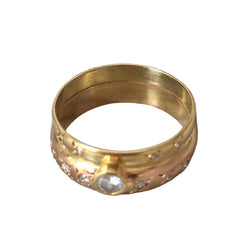 Bague Alliance en or jaune, or rose et diamants
