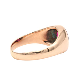 Bague Chevalière en or jaune et rubis