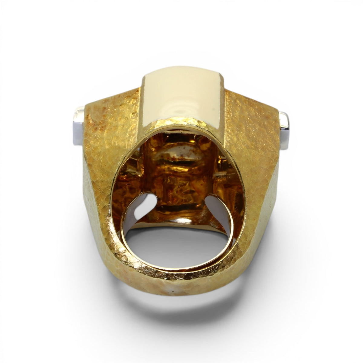 Bague Tank DAVID WEBB en or jaune, émail et diamants