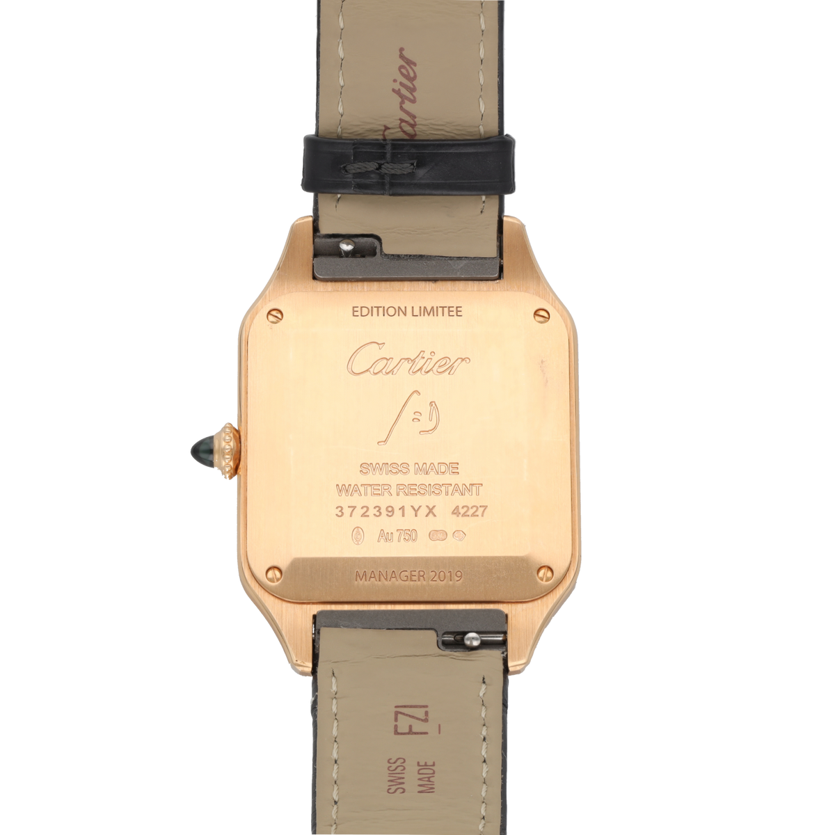 Montre CARTIER "Santos Dumont" GM en or rose et cuir