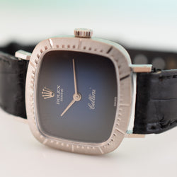 Montre ROLEX Cellini Zephir en or blanc, cuir et saphir
