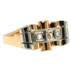 Bague Tank en or blanc, or jaune et diamants