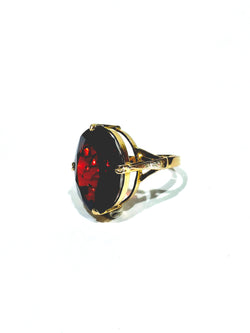 Bague Cocktail en or champagne et grenat