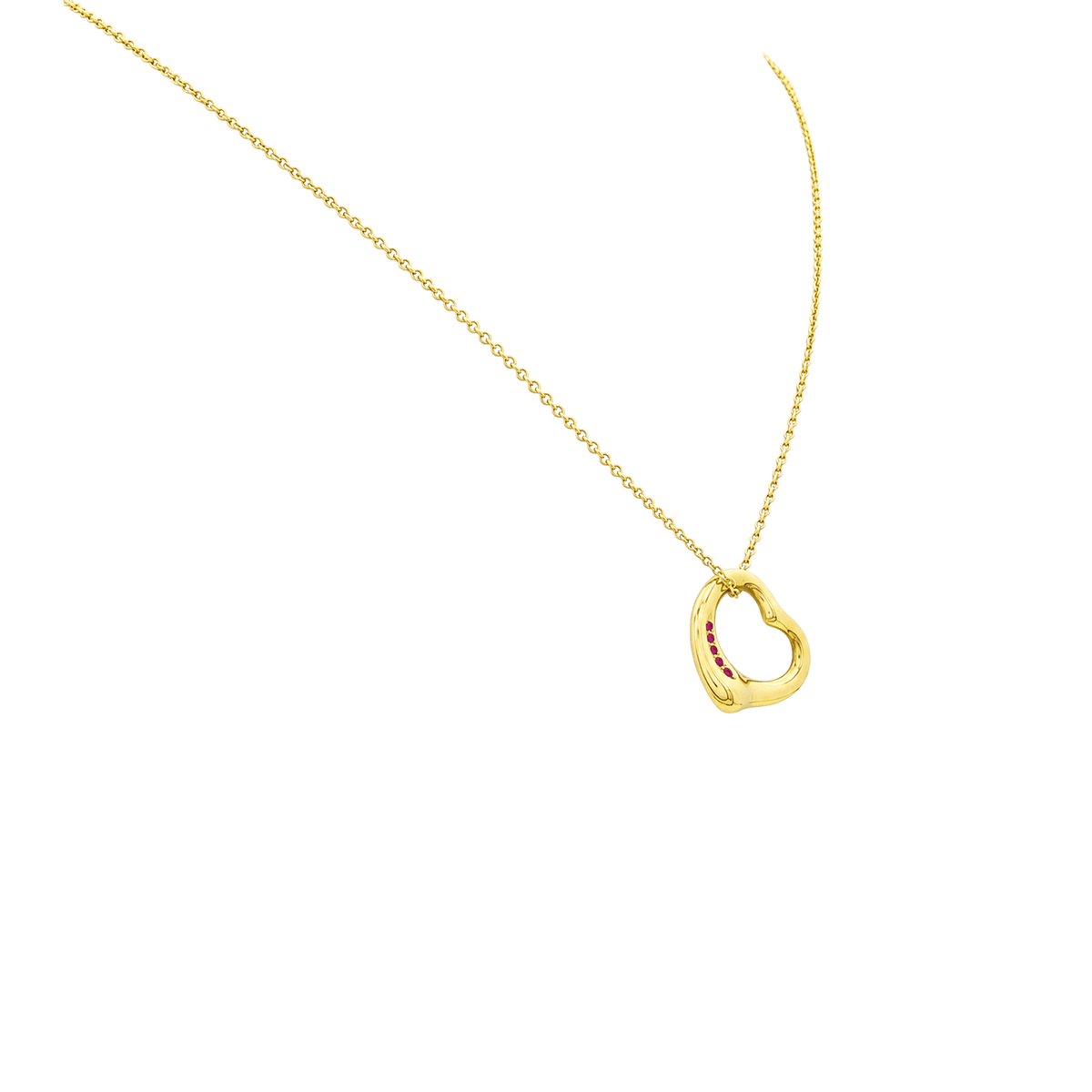 Collier Pendentif TIFFANY & CO X ELSA PERETTI "Open Heart" en or jaune et rubis