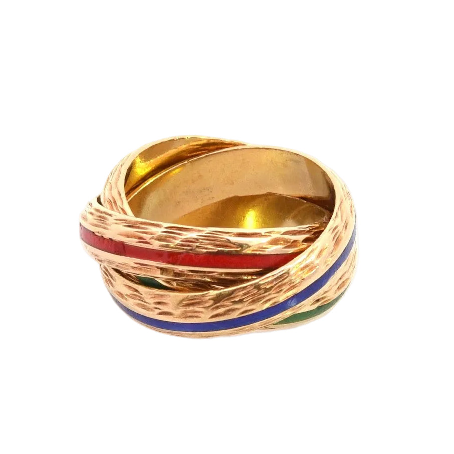 Bague Alliance HERMÉS Trinity en or jaune et émail