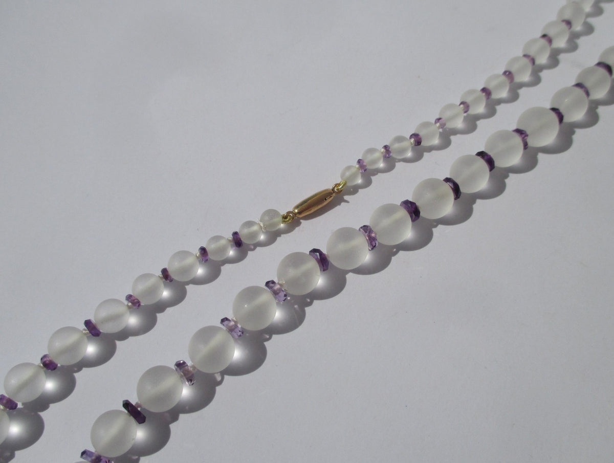 Collier Art Déco en cristal de roche et améthyste