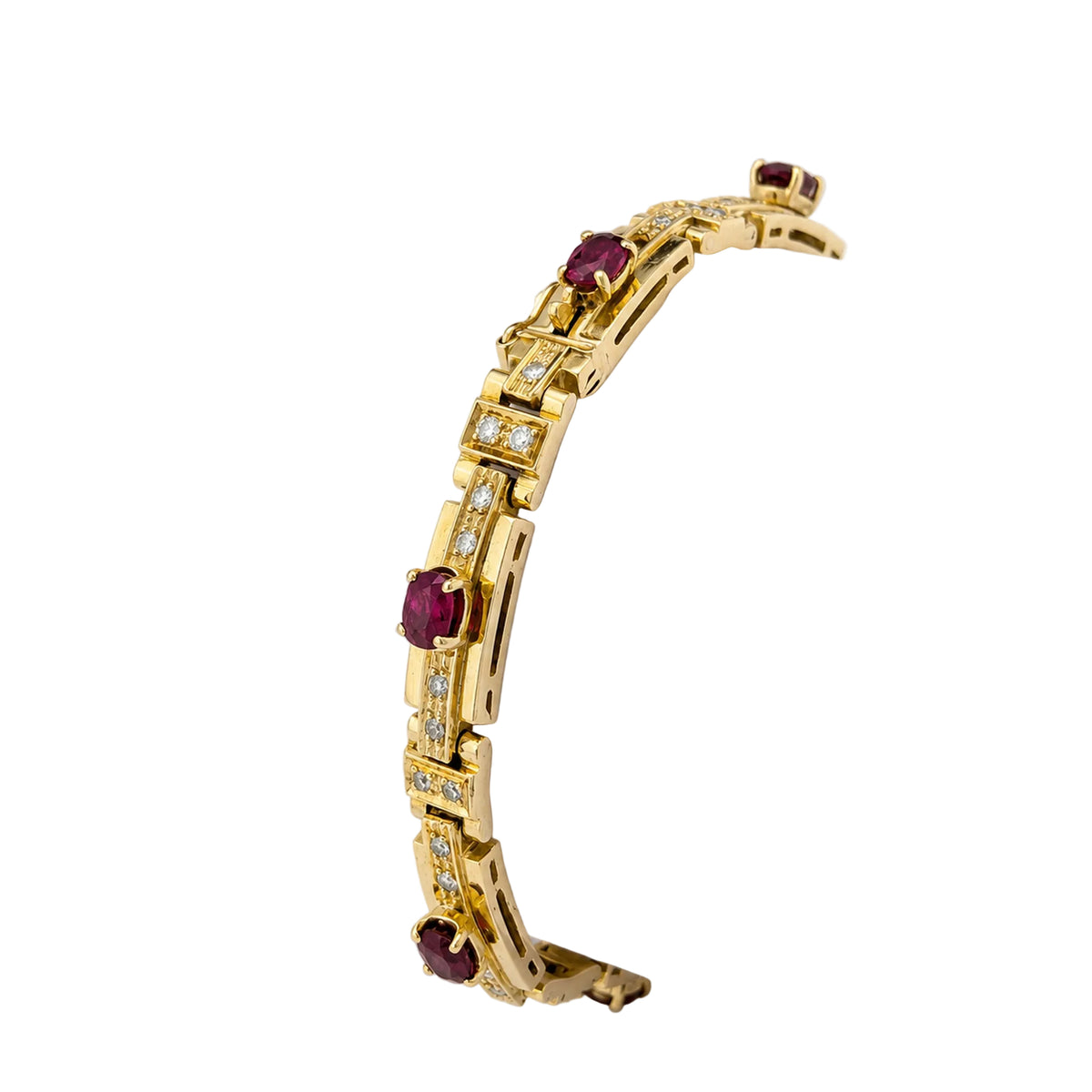 Bracelet Ligne en or jaune, rubis et diamants