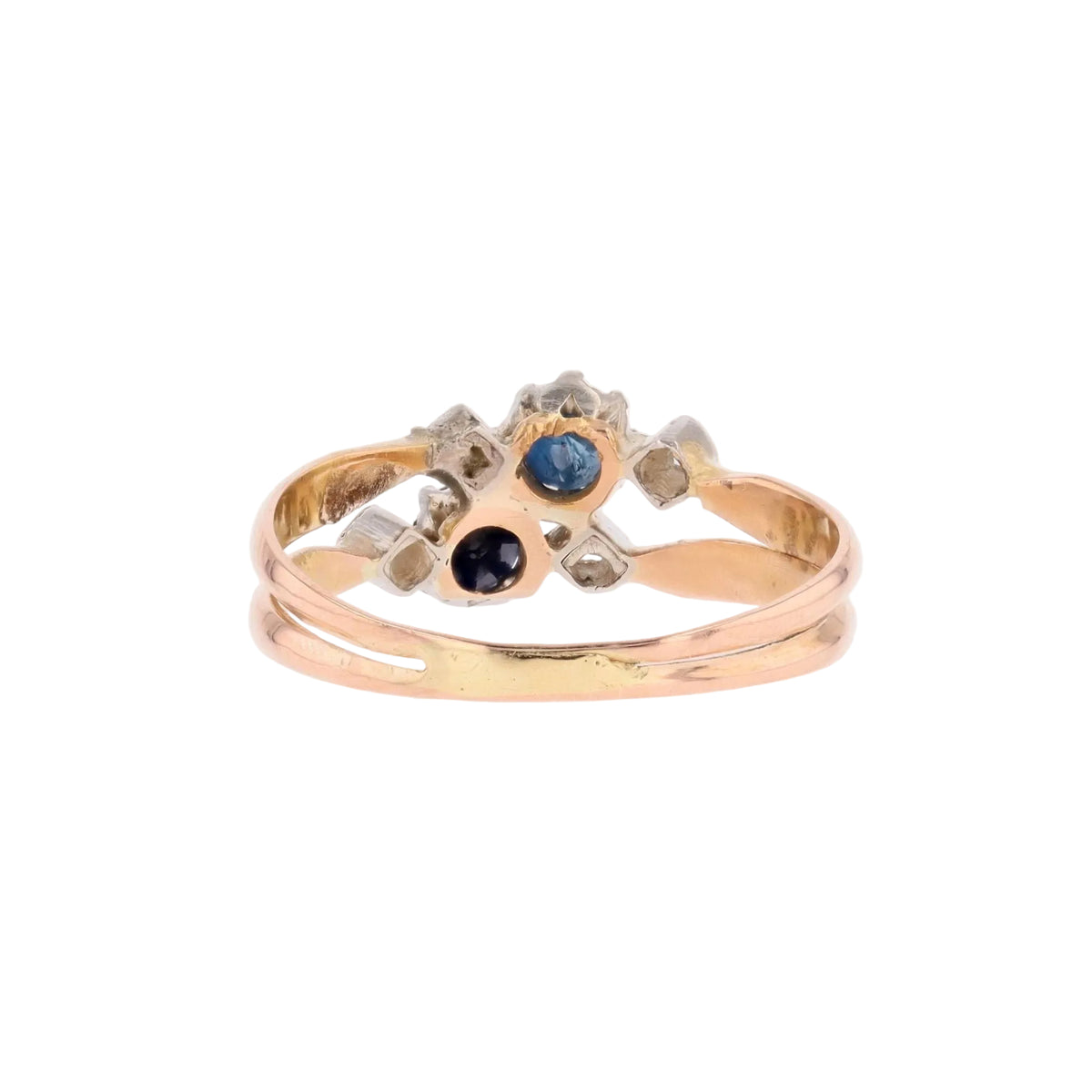 Bague Toi & Moi en or rose, saphirs et diamants