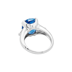 Bague Trilogie en platine, saphir et diamants