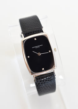 Montre VACHERON CONSTANTIN en or blanc, acier, cuir, onyx et diamants