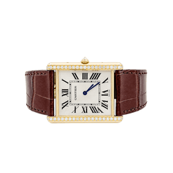 Montre CARTIER "Tank Louis Cartier" XL en or rose, acier et diamants