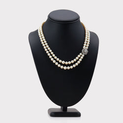 Collier Perles en or blanc, platine t diamants