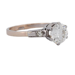 Bague Solitaire en or rose, platine et diamants