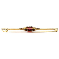 Broche Épingle en or blanc, or jaune, rubis et diamants