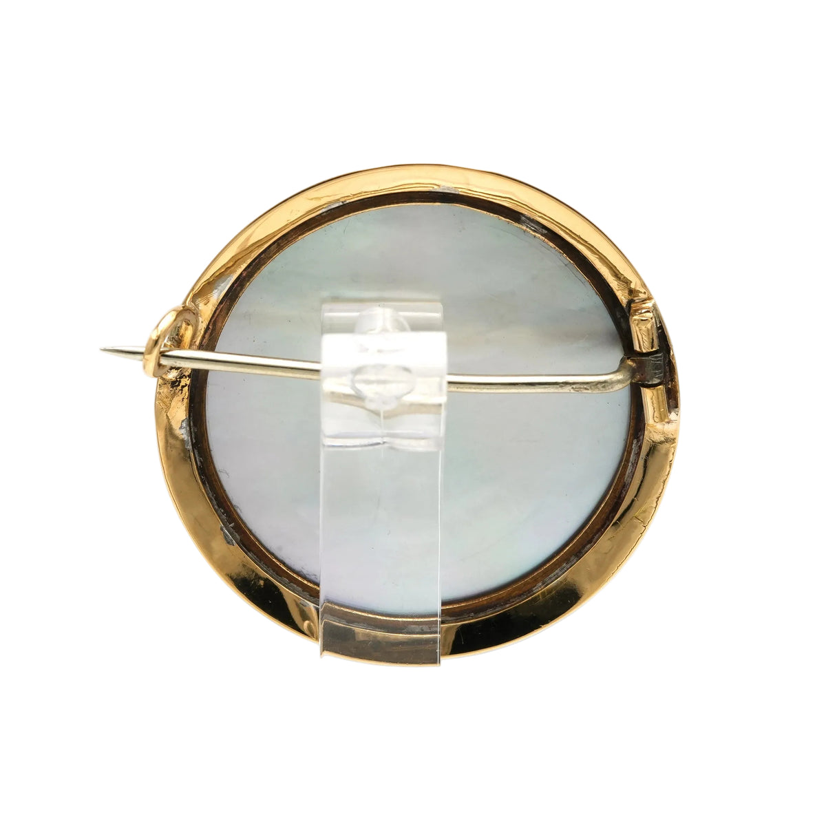 Broche Épingle en or jaune et porcelaine