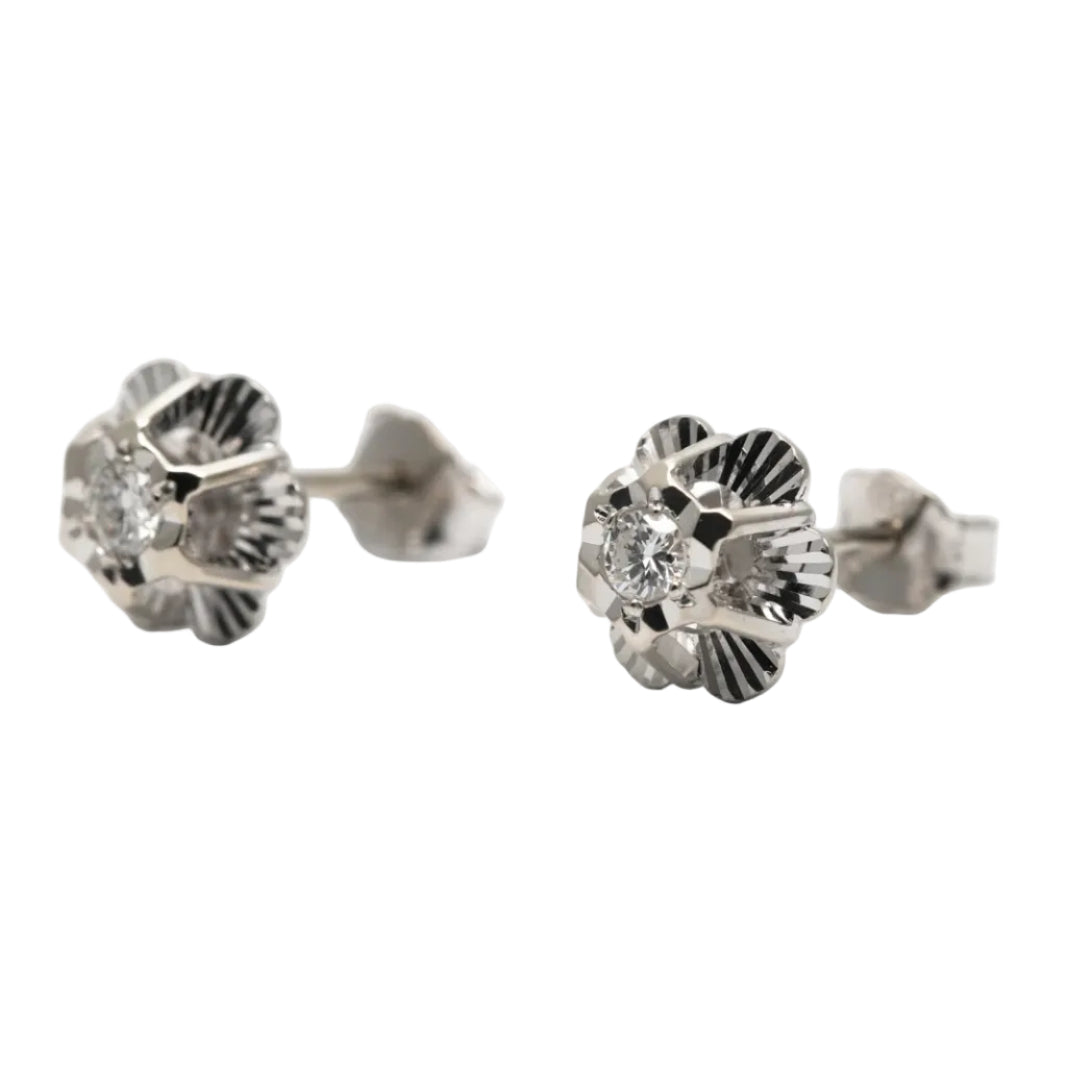 Boucles d'oreilles Puces en or blanc et diamants