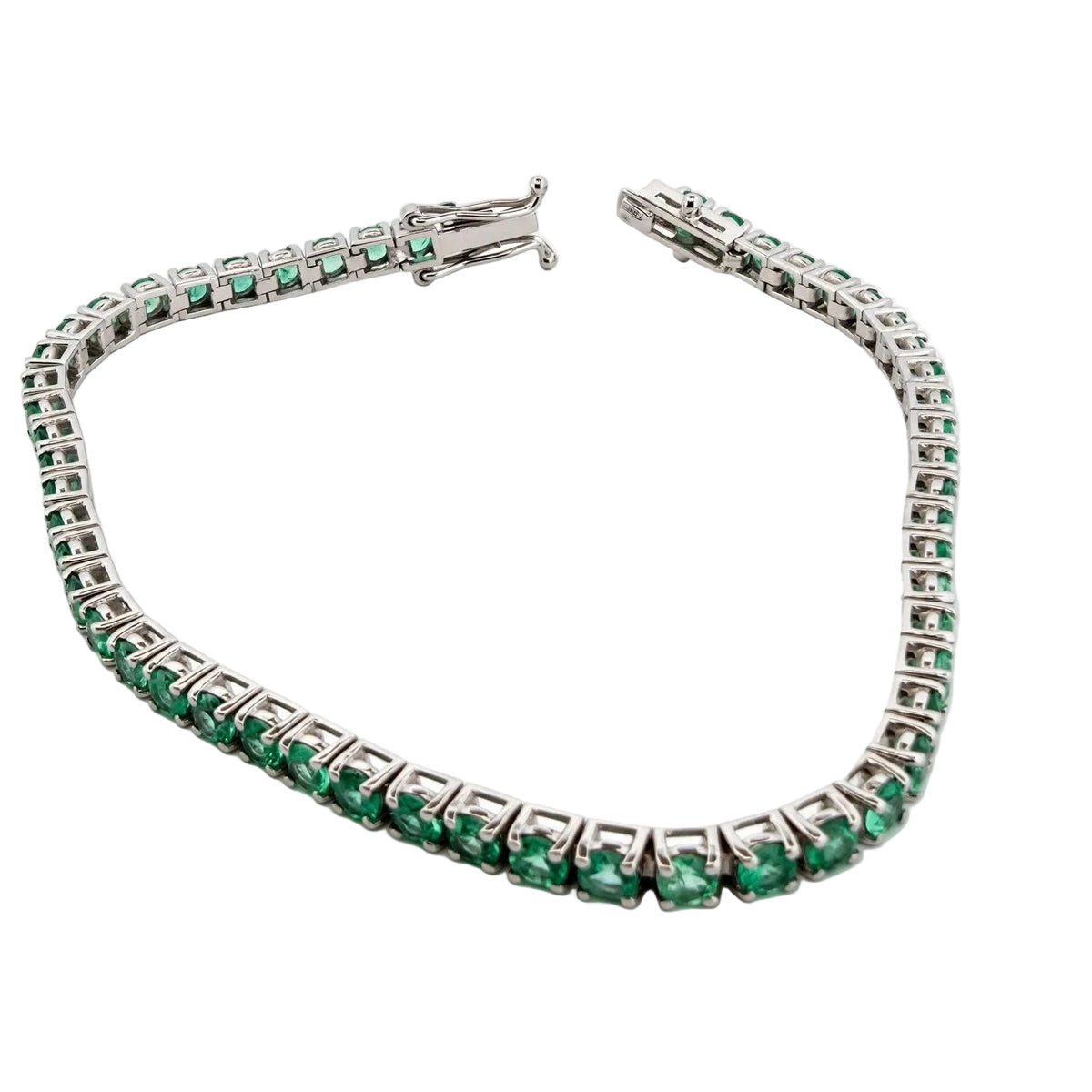 Bracelet Ligne en or blanc et émeraudes
