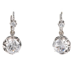 Boucles d'oreilles Dormeuses en or blanc et zirconiums