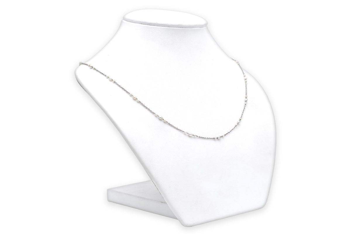 Collier Chaîne en or blanc et perles