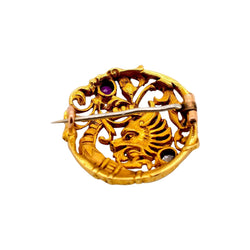Broche Épingle en or jaune, rubis et diamant
