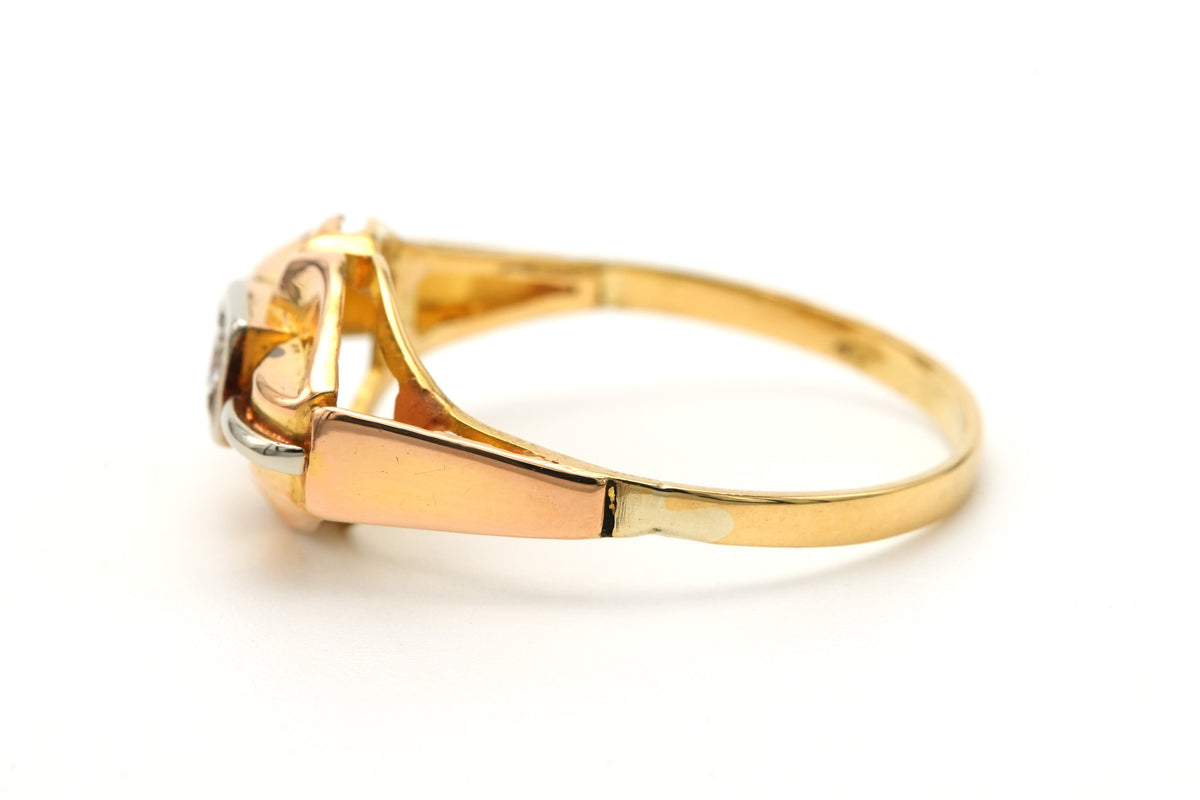 Bague Tank en or blanc, or jaune et diamants