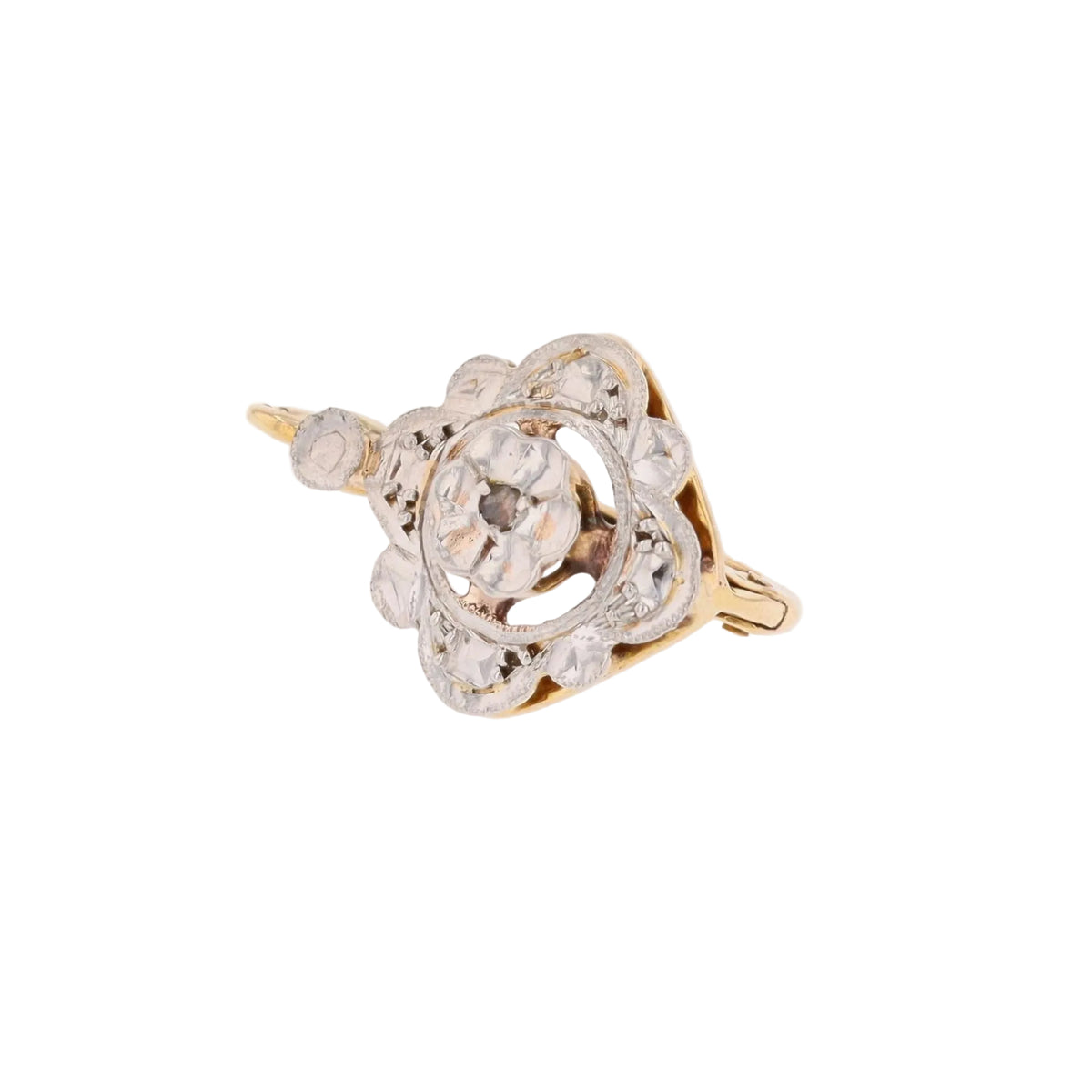 Mono boucle d'oreilles Dormeuse en or blanc, or jaune et diamants