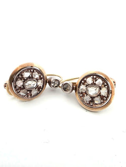 Boucles d'oreilles Pendantes en or jaune, argent et diamants