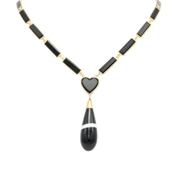 Collier Pendentif en or jaune, onyx et agates