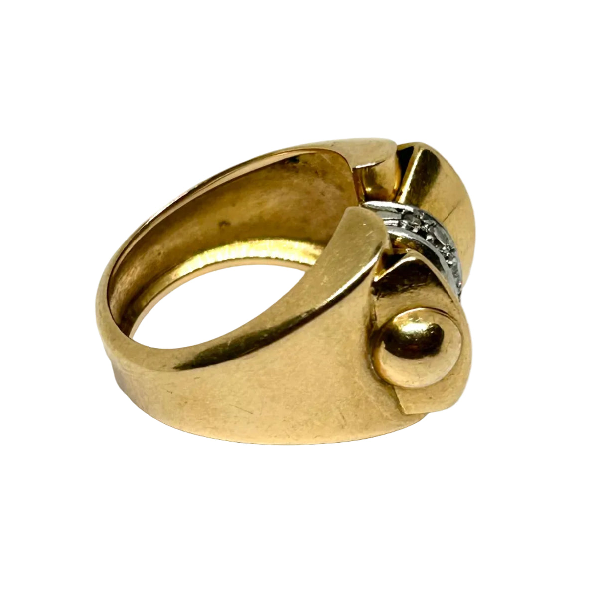 Bague Tank en or jaune et diamants